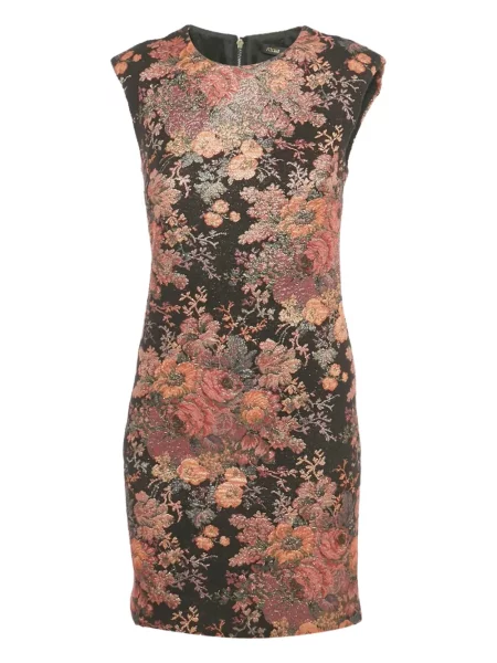 Sukienka mini Maje w kwiatki żakardowa garniturowa czarna