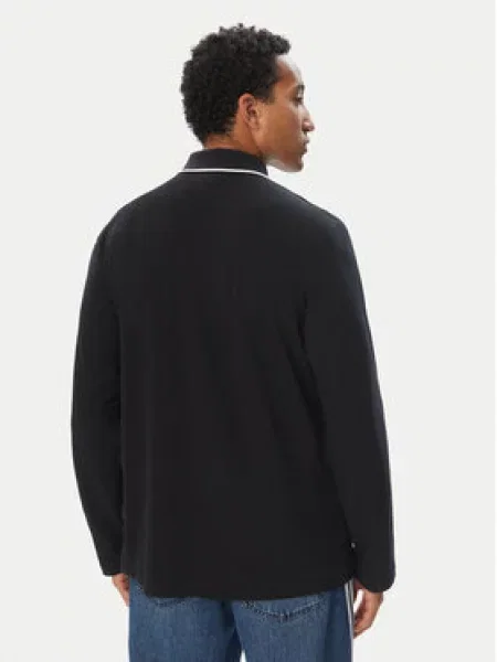 Adidas Polo majica 3 Stripes Engineered Rib Long Sleeve Polo črna