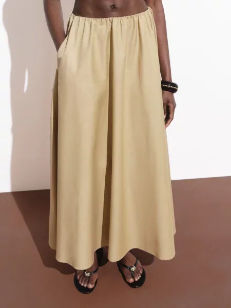 Спідниця максі MANGO кремовий бавовна/поліамід