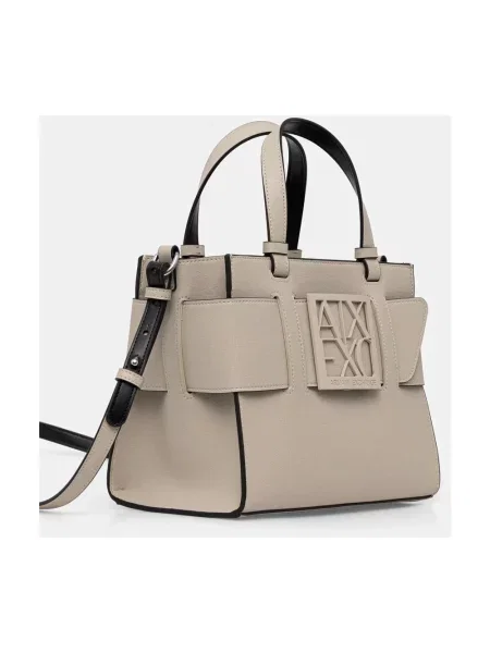 Armani Exchange torebka z imitacji skóry beżowa