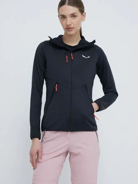 Salewa hanorac Agner Hybrid femei cu glugă melanj negru