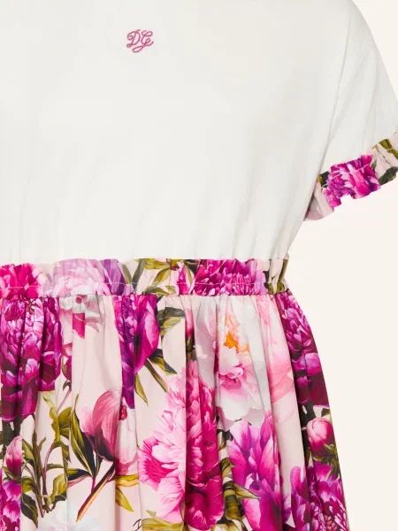 Dolce & Gabbana Sukienka Z Mieszanki Materiałów pink biała