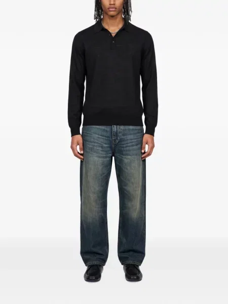 Lung tricou polo Kangra negru