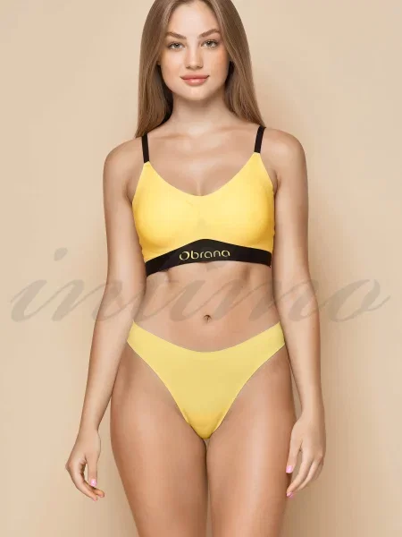 Комплект белья: бюстгальтер с мягкой чашкой и трусики бразилиана чорні