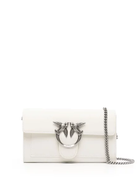 Geanta crossbody Pinko cu autograf alb