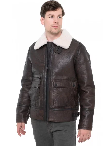Шкіряна Зимова куртка Camel Active Leather blouson коричневий