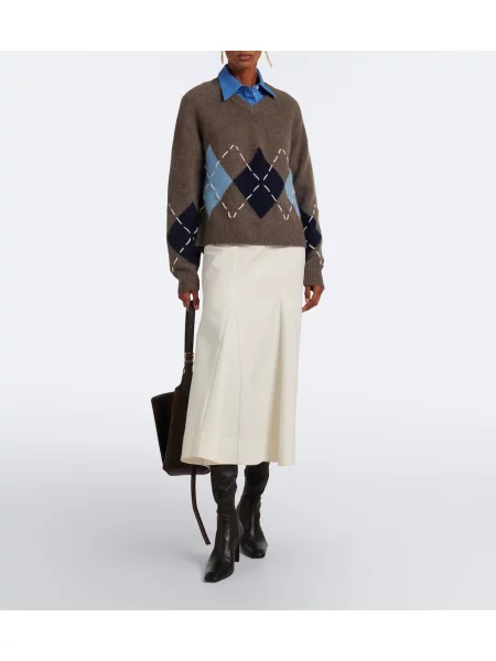 Pulover Arch4 din cașmir cu model argyle bej