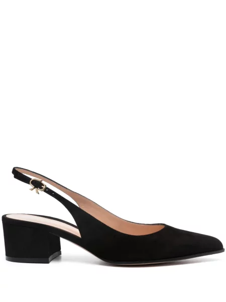 Pantofi cu toc Gianvito Rossi din piele de căprioară slingback negru