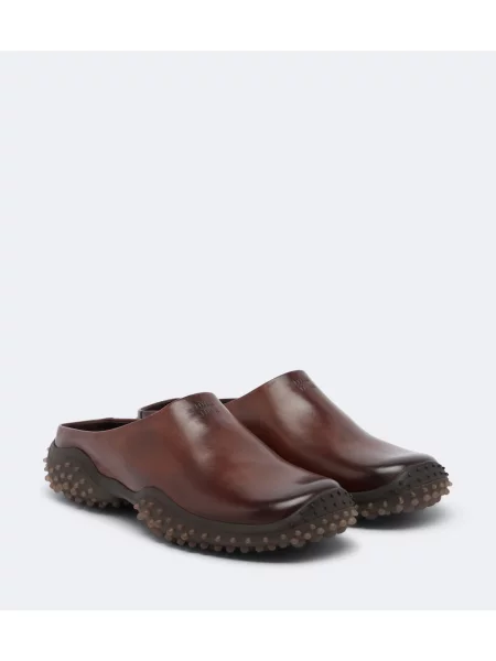 Papuci tip mules Miu Miu din piele maro