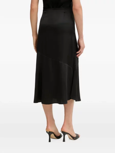 Fustă midi Guess din satin asimetrică negru