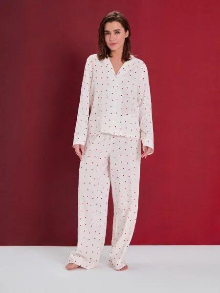 Двокомплектна піжама з домішкою кремовий