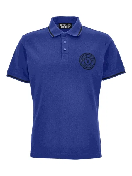 Polo Versace Jeans Couture cu broderie albastru