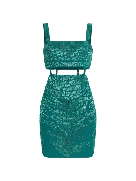 Rochie mini Roberto Cavalli cu model leopard verde