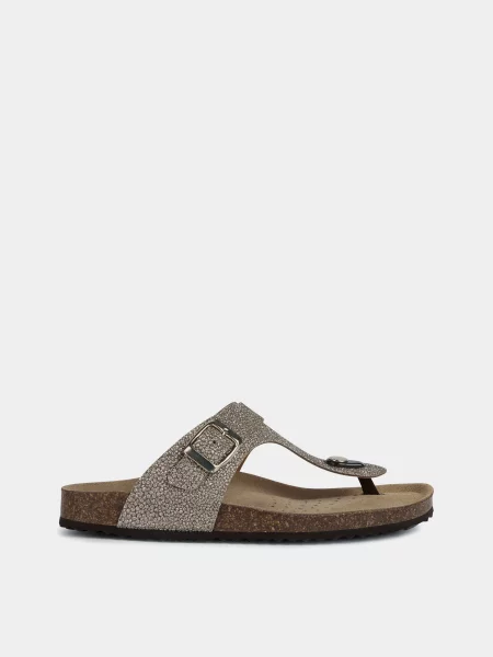 Кожаные вьетнамки Geox серые