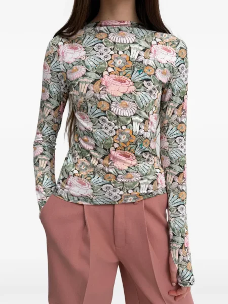 Lung top Rodebjer cu model floral cu imagine verde