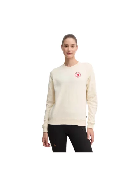 Sweter Fjällräven z logo z kapturem beżowy