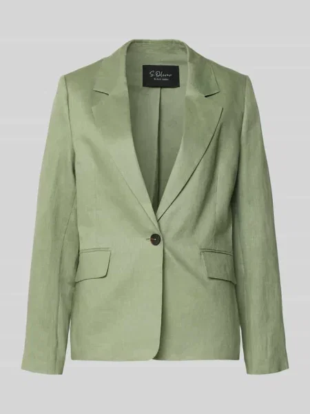 Żakiet o kroju regular fit z czystego lnu S.oliver Black Label zielona