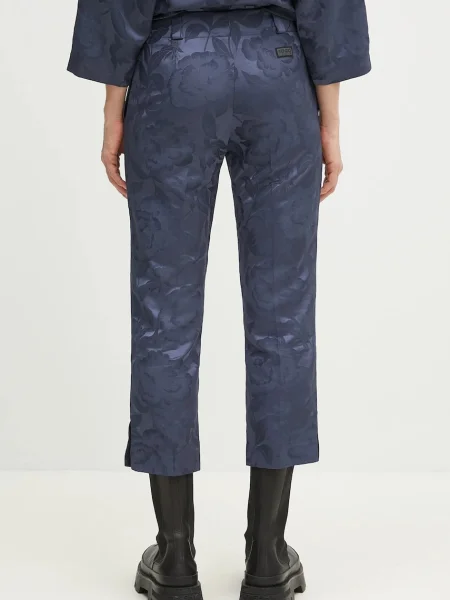 Kalhoty s příměsí lnu Kenzo medium waist modrá