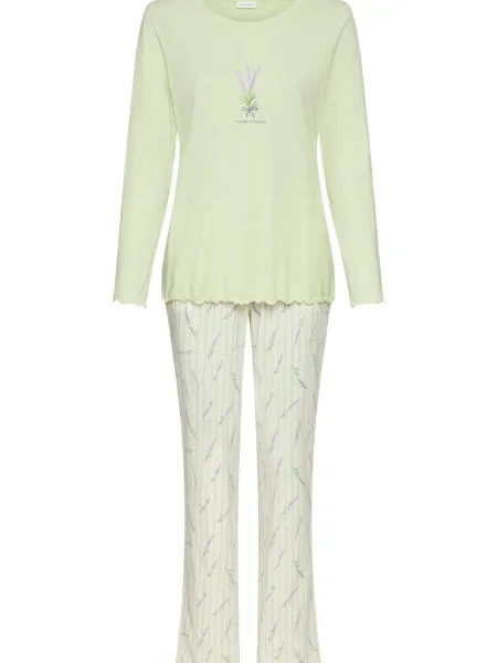 LASCANA Pijama verde pastel / mov liliachiu alb