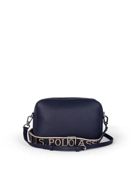 U.S. POLO ASSN. Taška cez rameno Mansion ťavej srsti / námornícka modrá čierna