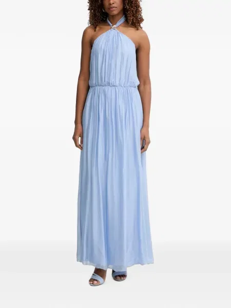 Μάξι φόρεμα Haveone με halter λαιμόκοψη χωρίς πλάτη μπλε