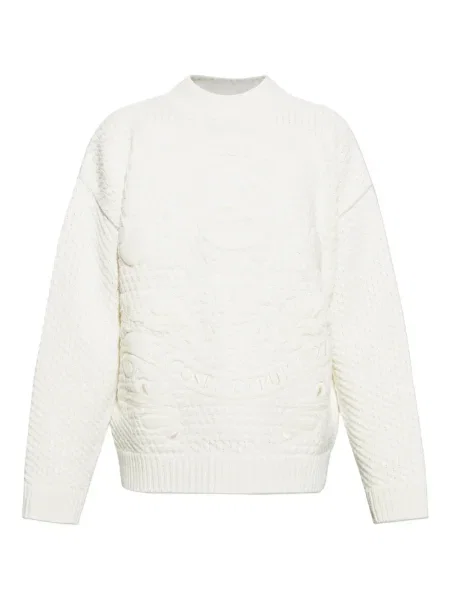 Pulover Lacoste cu decolteu rotund alb