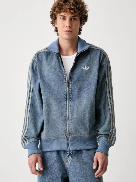 Adidas Originals hanorac cu pentru bărbați din denim Firebird Adicolor Denim albastru
