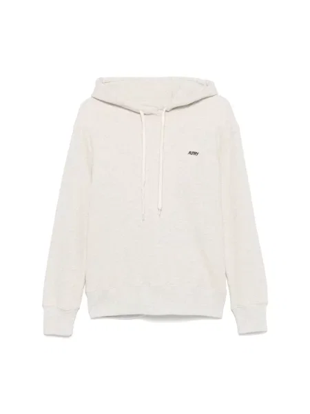 Haftowana bluza z kapturem Autry z kapturem z okrągłym dekoltem szara