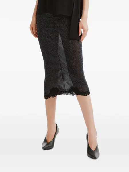Fustă midi Valentino Garavani tricotate negru