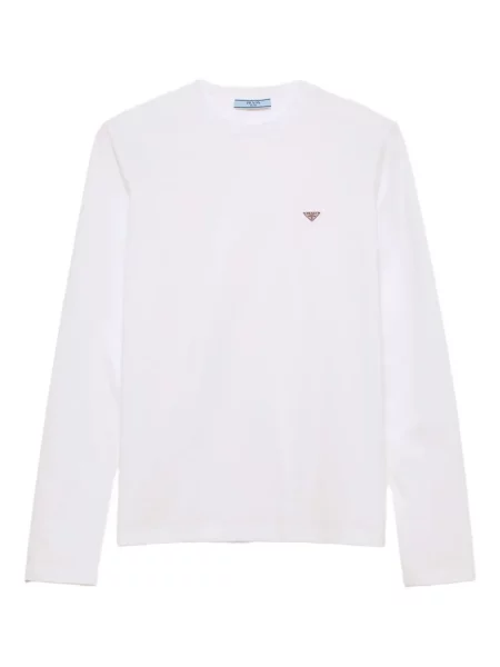 Tricou Prada din jerseu lung alb