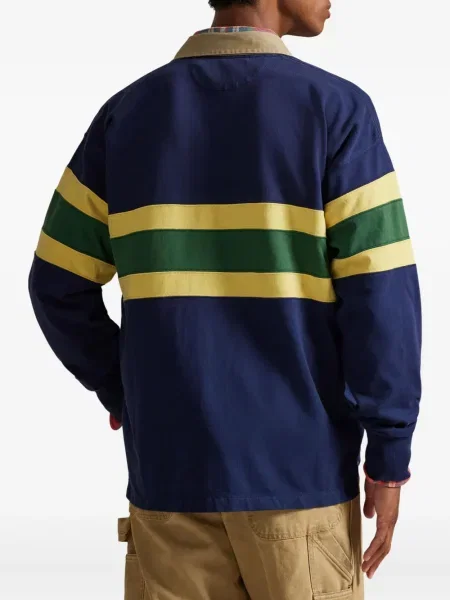 Плисирана шапка с козирки Polo Ralph Lauren на райета кепър синьо