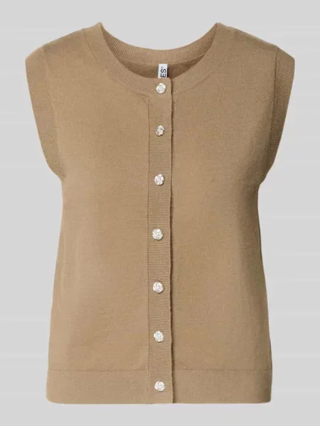 Bezrękawnik o kroju regular fit z mieszanki model ORINA' Pieces beżowa