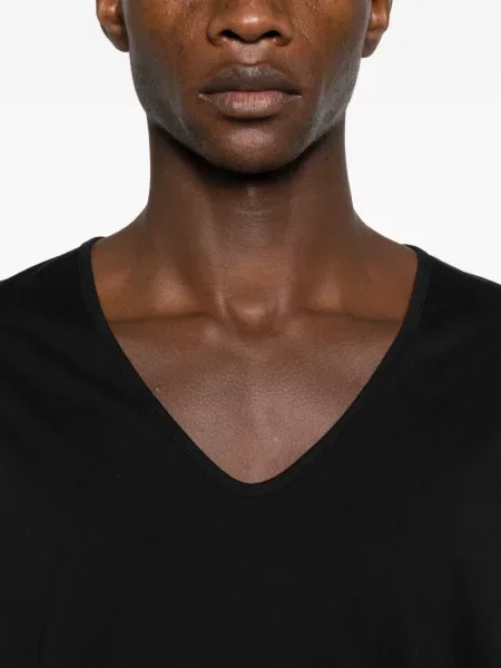 Tricou Sunspel cu decolteu în V scurt negru