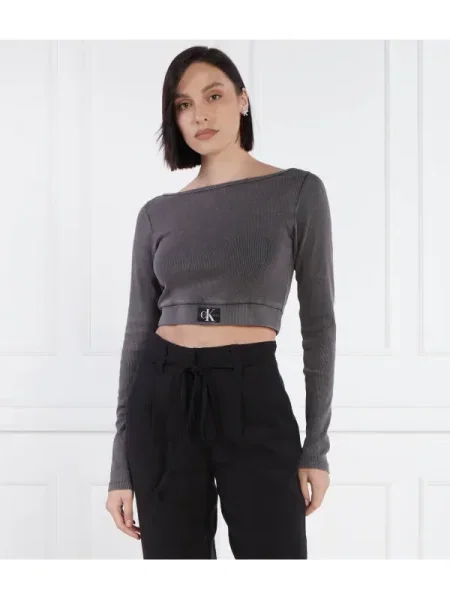 Calvin Klein Jeans Bluză | Cropped Fit gri