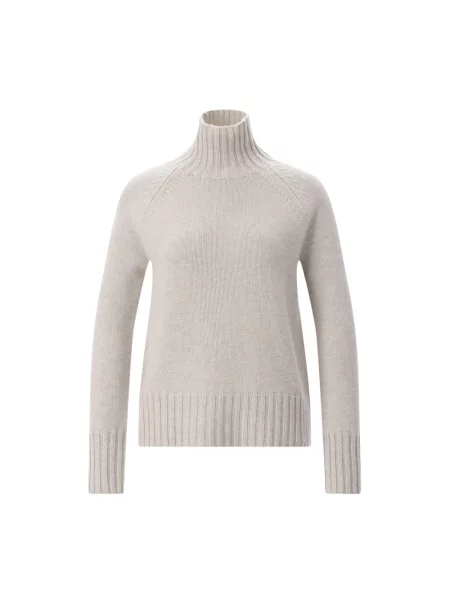 Sweter z golfem Max Mara z kaszmiru beżowy