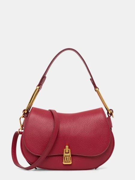 Mały torebka skórzana Coccinelle skórzana bez fiszbin czerwona