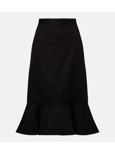 Fustă midi Plan C cu volane din poplin negru