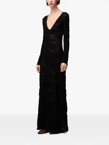 Rochie maxi Retori cu model floral tricotate negru
