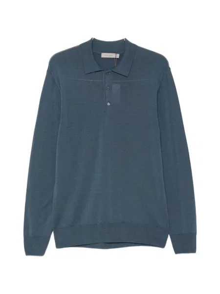 Lung tricou polo Canali albastru