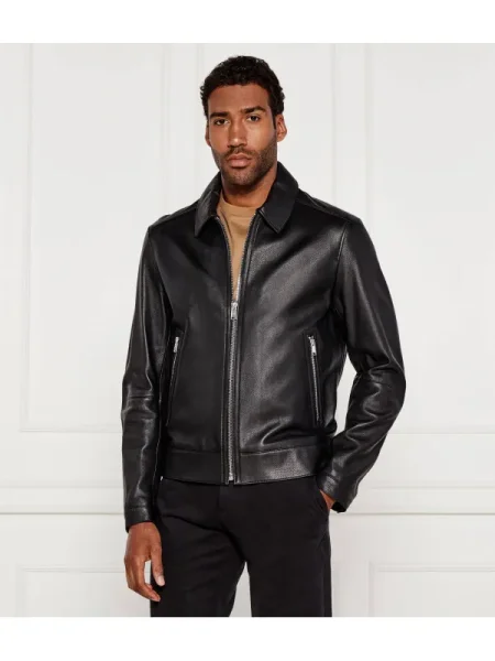 BOSS BLACK De piele geacă | negru