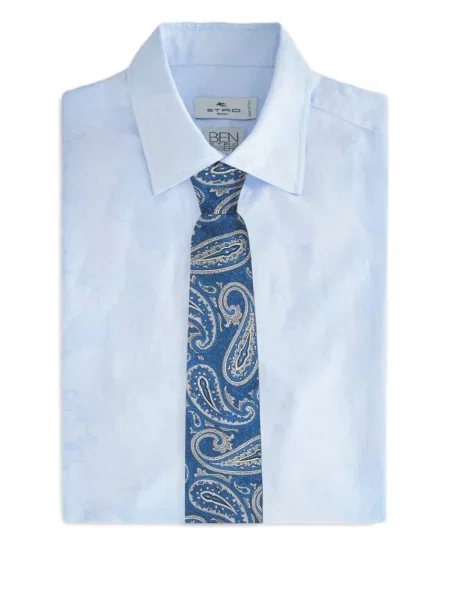 Cravată Etro cu model paisley din jacard albastru