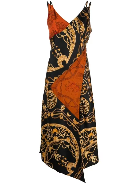 Rochie Marine Serre de mătase cu imagine de costum negru