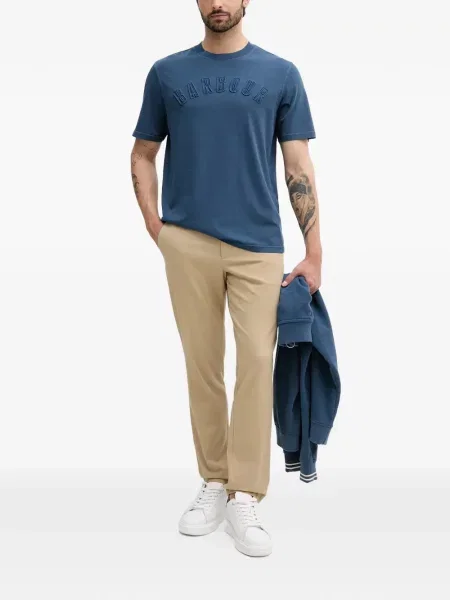 Tricou Barbour cu broderie albastru