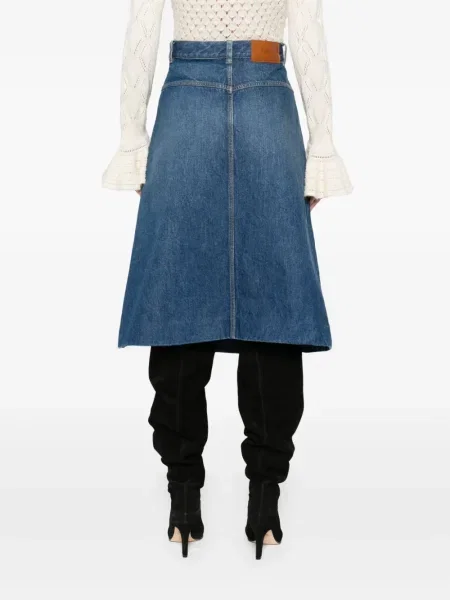 Fustă din denim Chloé până la genunchi albastru