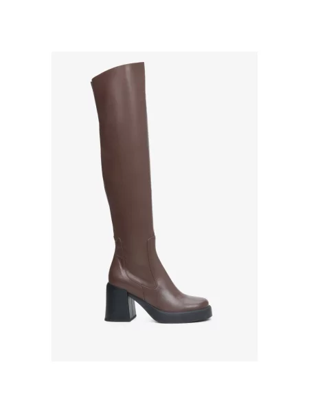 Кожаные ботфорты Estro коричневые