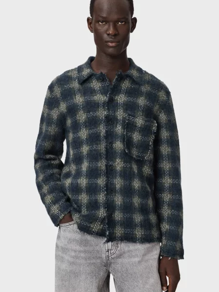 Вовняний картатий кардиган Allsaints