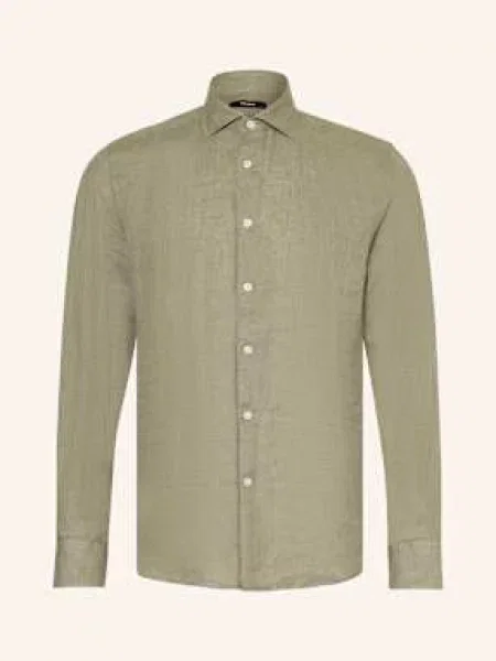 Reiss Lněná Košile Ruban Regular Fit tmavě zelená