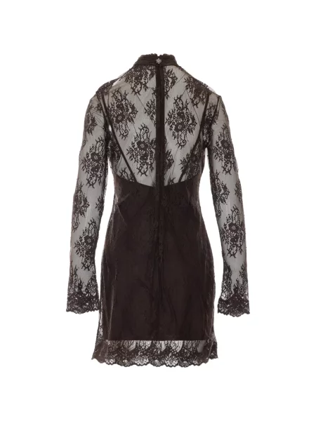 Rochie mini Aniye By cu model floral din dantelă maro