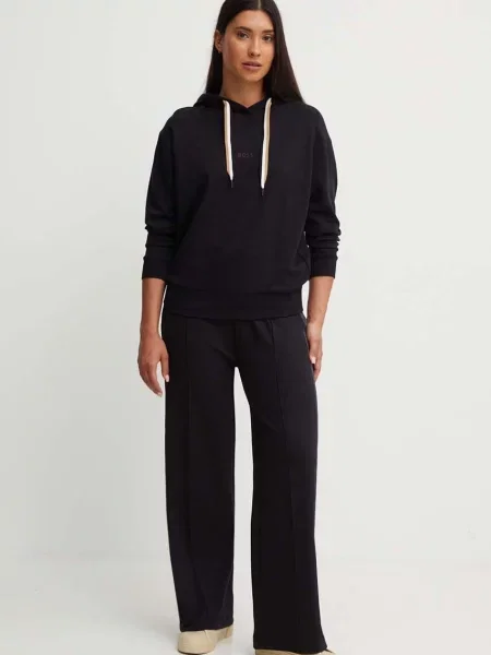 BOSS bluza lounge z kapturem gładka czarny