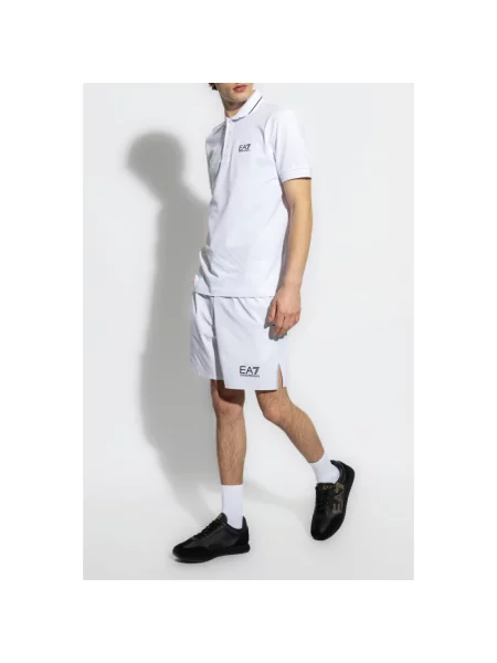 Koszulka polo Ea7 Emporio Armani z nadrukiem biała